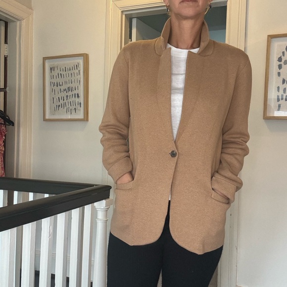 J.Crew Camel Sweater Blazer Cardigan Jacket | Cozy Chic | Size M - Picture 11 of 13